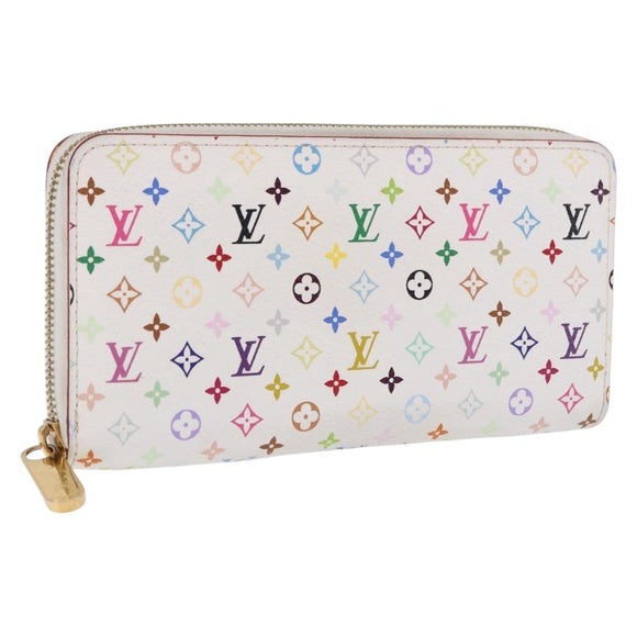 LOUIS VUITTON Monogram Multicolor Zippy Wallet White Orange M60241 Auth BA14910V