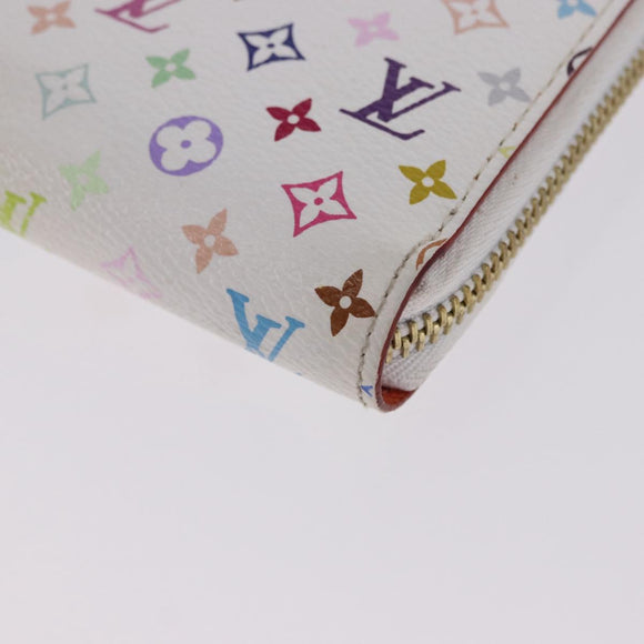 LOUIS VUITTON Monogram Multicolor Zippy Wallet White Orange M60241 Auth BA14910V