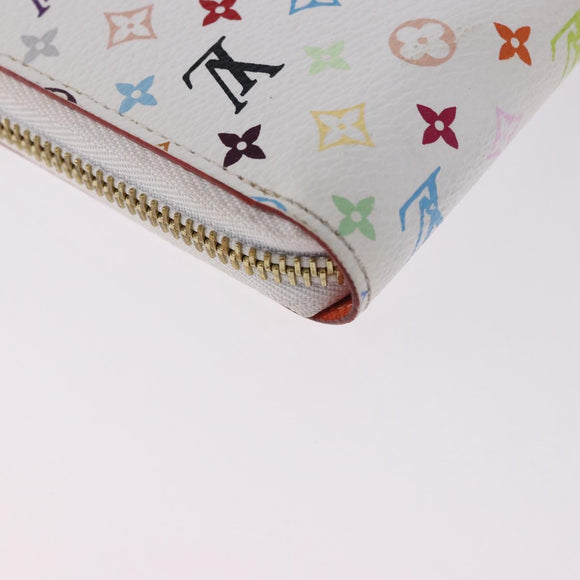 LOUIS VUITTON Monogram Multicolor Zippy Wallet White Orange M60241 Auth BA14910V