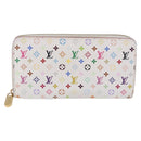 LOUIS VUITTON Monogram Multicolor Zippy Wallet White Orange M60241 Auth BA14910V-13
