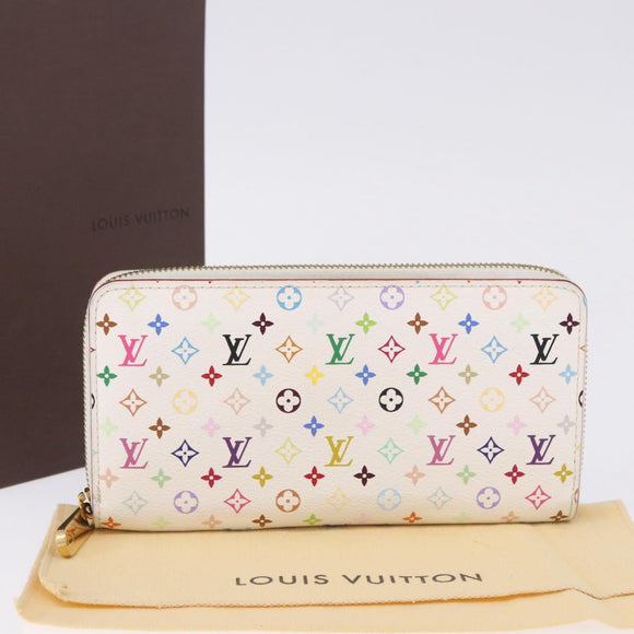 LOUIS VUITTON Monogram Multicolor Zippy Wallet White Orange M60241 Auth BA14910V