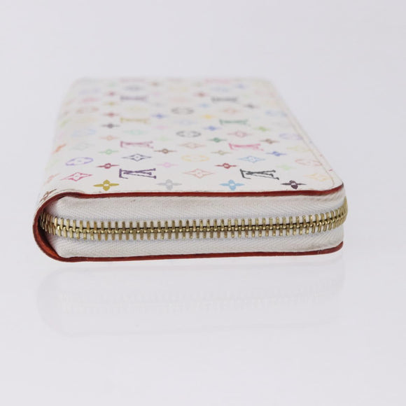 LOUIS VUITTON Monogram Multicolor Zippy Wallet White Orange M60241 Auth BA14910V