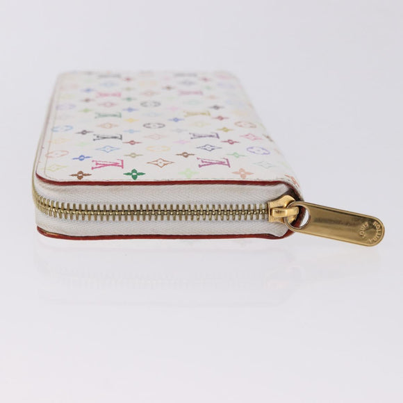 LOUIS VUITTON Monogram Multicolor Zippy Wallet White Orange M60241 Auth BA14910V