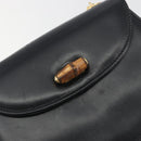 GUCCI Bamboo Chain Shoulder Bag Leather Black Gold 001 115 1497 Auth BA14916-17