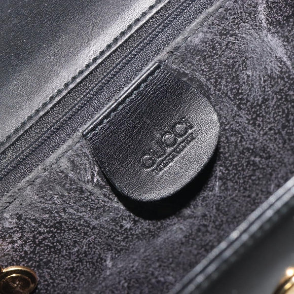 GUCCI Bamboo Chain Shoulder Bag Leather Black Gold 001 115 1497 Auth BA14916