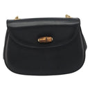 GUCCI Bamboo Chain Shoulder Bag Leather Black Gold 001 115 1497 Auth BA14916-13