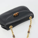 GUCCI Bamboo Chain Shoulder Bag Leather Black Gold 001 115 1497 Auth BA14916-6