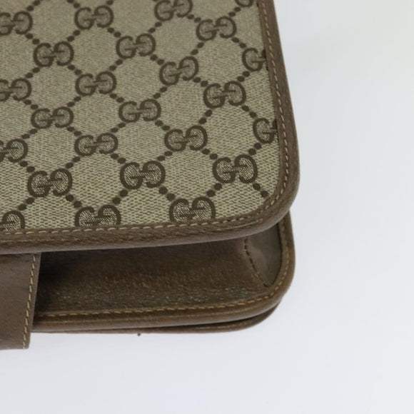 GUCCI GG Supreme Shoulder Bag PVC Beige Gold Auth BA1492