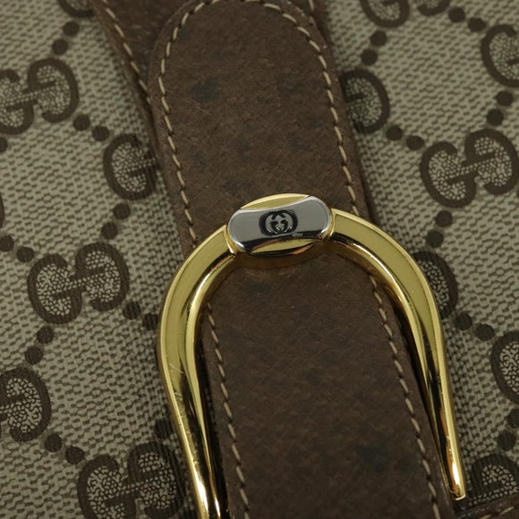 GUCCI GG Supreme Shoulder Bag PVC Beige Gold Auth BA1492