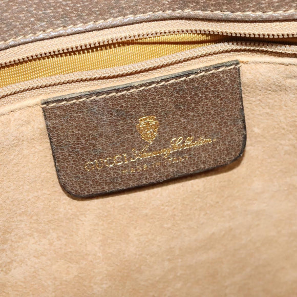 GUCCI GG Supreme Shoulder Bag PVC Beige Gold Auth BA1492