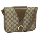 GUCCI GG Supreme Shoulder Bag PVC Beige Gold Auth BA1492-1