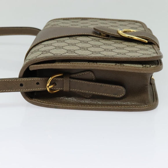 GUCCI GG Supreme Shoulder Bag PVC Beige Gold Auth BA1492