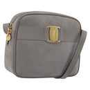 Salvatore Ferragamo Vala Shoulder Bag Suede Gray Gold Tone Auth BA14925-1