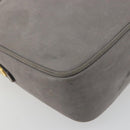 Salvatore Ferragamo Vala Shoulder Bag Suede Gray Gold Tone Auth BA14925-14