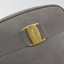 Salvatore Ferragamo Vala Shoulder Bag Suede Gray Gold Tone Auth BA14925-15
