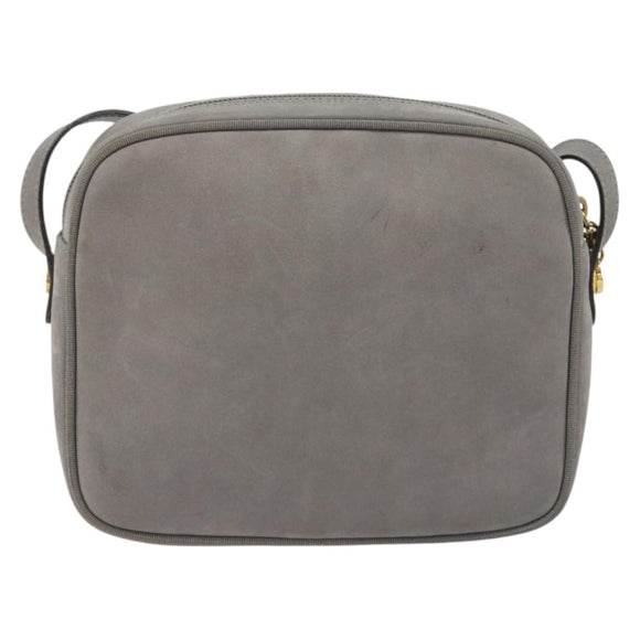 Salvatore Ferragamo Vala Shoulder Bag Suede Gray Gold Tone Auth BA14925
