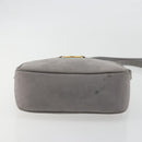 Salvatore Ferragamo Vala Shoulder Bag Suede Gray Gold Tone Auth BA14925-9