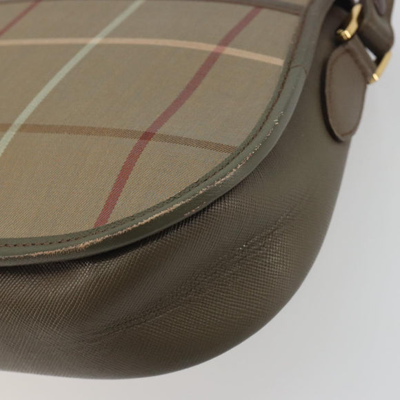 Burberrys Nova Check Shoulder Bag Canvas Beige Gold Tone Auth BA14931A