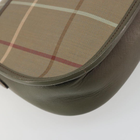 Burberrys Nova Check Shoulder Bag Canvas Beige Gold Tone Auth BA14931A