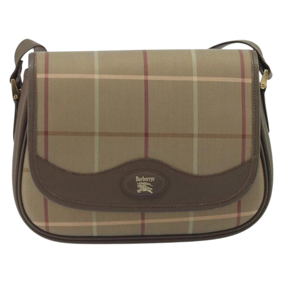 Burberrys Nova Check Shoulder Bag Canvas Beige Gold Tone Auth BA14931A