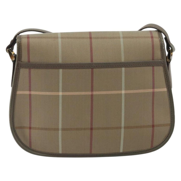 Burberrys Nova Check Shoulder Bag Canvas Beige Gold Tone Auth BA14931A