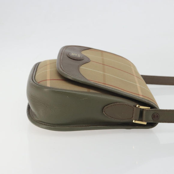 Burberrys Nova Check Shoulder Bag Canvas Beige Gold Tone Auth BA14931A