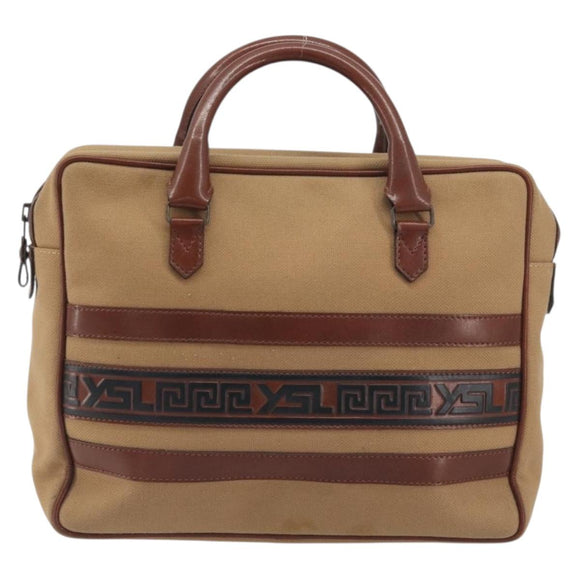 SAINT LAURENT Hand Bag Canvas Beige Auth BA14933