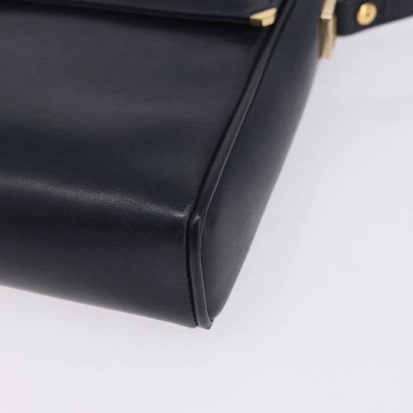 GUCCI Shoulder Bag Leather Navy Gold Tone 29 001 4697 Auth BA14935