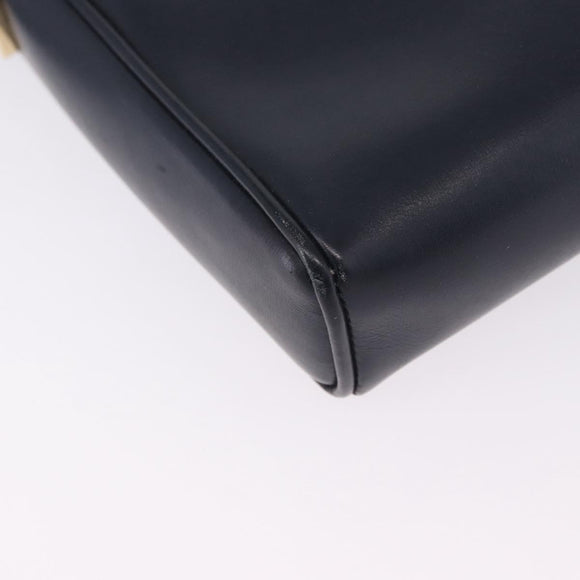 GUCCI Shoulder Bag Leather Navy Gold Tone 29 001 4697 Auth BA14935