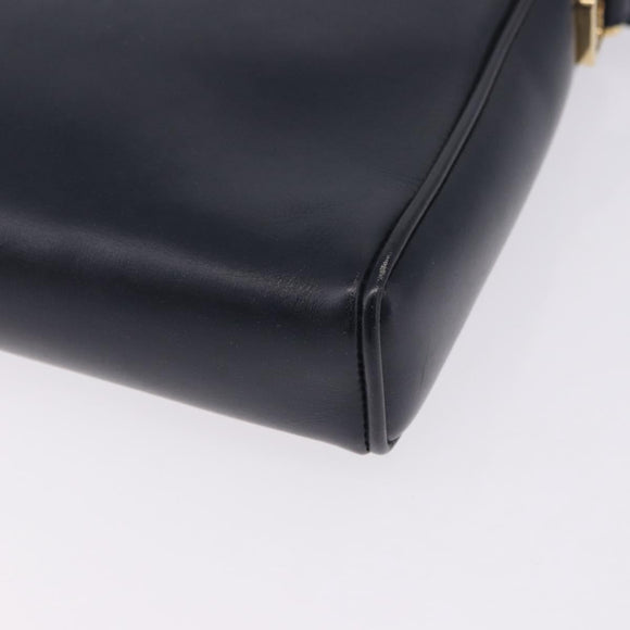 GUCCI Shoulder Bag Leather Navy Gold Tone 29 001 4697 Auth BA14935