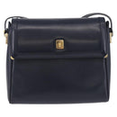 GUCCI Shoulder Bag Leather Navy Gold Tone 29 001 4697 Auth BA14935-13