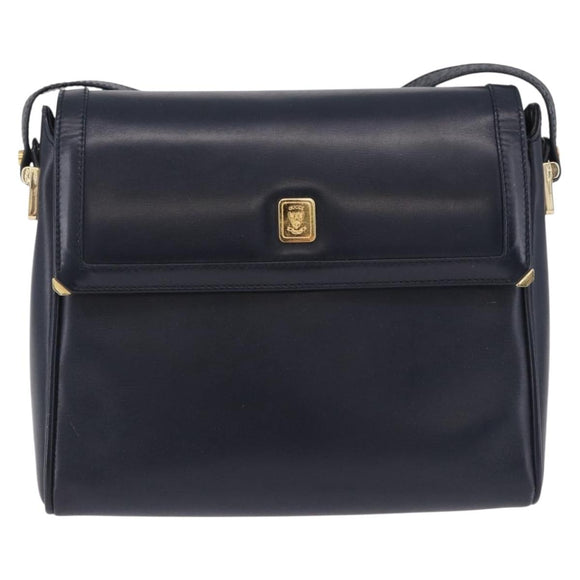 GUCCI Shoulder Bag Leather Navy Gold Tone 29 001 4697 Auth BA14935