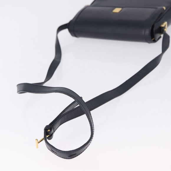 GUCCI Shoulder Bag Leather Navy Gold Tone 29 001 4697 Auth BA14935