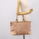 GUCCI GG Canvas Tote Bag Pink Gold Tone 257068 Auth BA14937-22