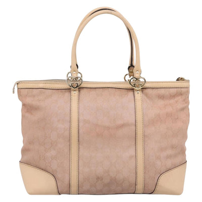 GUCCI GG Canvas Tote Bag Pink Gold Tone 257068 Auth BA14937 - 0
