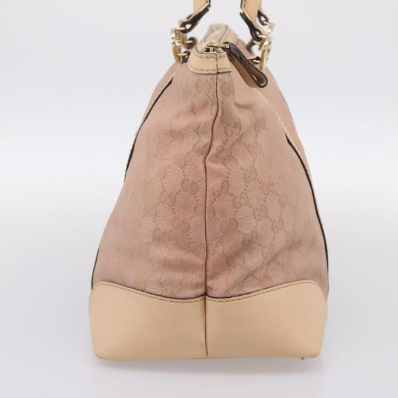 GUCCI GG Canvas Tote Bag Pink Gold Tone 257068 Auth BA14937