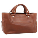 CELINE Boogie Bag Hand Bag Leather Brown Silver Auth BA14938A-1