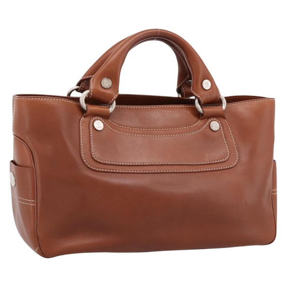 CELINE Boogie Bag Hand Bag Leather Brown Silver Auth BA14938A