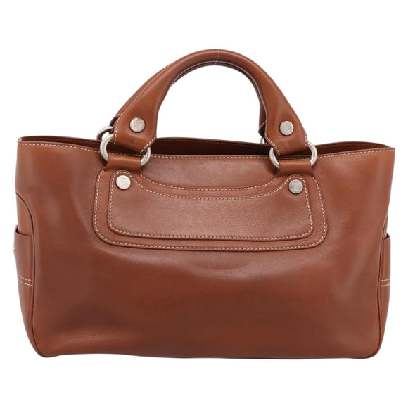 CELINE Boogie Bag Hand Bag Leather Brown Silver Auth BA14938A