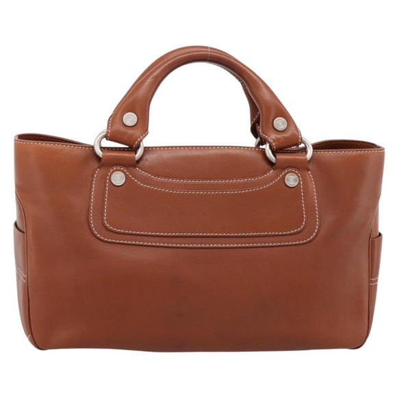CELINE Boogie Bag Hand Bag Leather Brown Silver Auth BA14938A