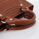 CELINE Boogie Bag Hand Bag Leather Brown Silver Auth BA14938A-7