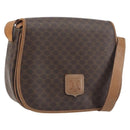 CELINE Macadam Shoulder Bag PVC Leather Brown Gold Tone Auth BA14939-1