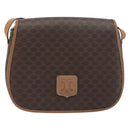 CELINE Macadam Shoulder Bag PVC Leather Brown Gold Tone Auth BA14939-2