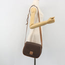 CELINE Macadam Shoulder Bag PVC Leather Brown Gold Tone Auth BA14939-25