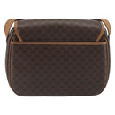 CELINE Macadam Shoulder Bag PVC Leather Brown Gold Tone Auth BA14939-3