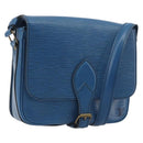LOUIS VUITTON Epi Cartouchiere MM Shoulder Bag Blue M52245 LV Auth BA14941-1