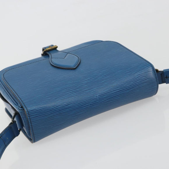 LOUIS VUITTON Epi Cartouchiere MM Shoulder Bag Blue M52245 LV Auth BA14941