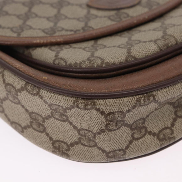 GUCCI GG Supreme Shoulder Bag PVC Leather Beige Gold Tone Auth BA14942