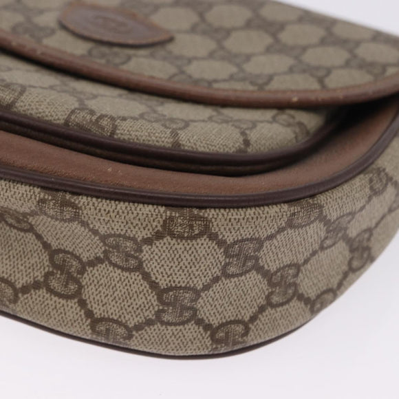 GUCCI GG Supreme Shoulder Bag PVC Leather Beige Gold Tone Auth BA14942