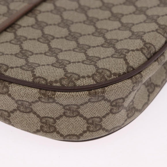 GUCCI GG Supreme Shoulder Bag PVC Leather Beige Gold Tone Auth BA14942